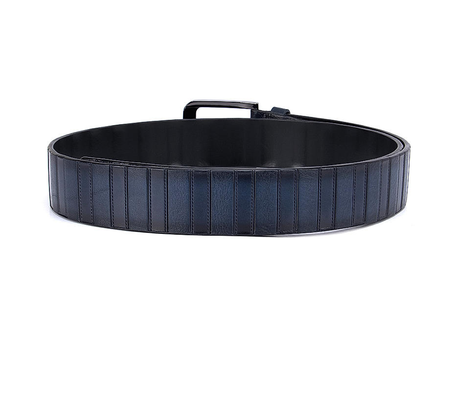 Blue Striped Casual Men's Belt